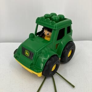 Mega Bloks Block John Deere Green Yellow Plastic Building Toy Lil Tractor Farmer